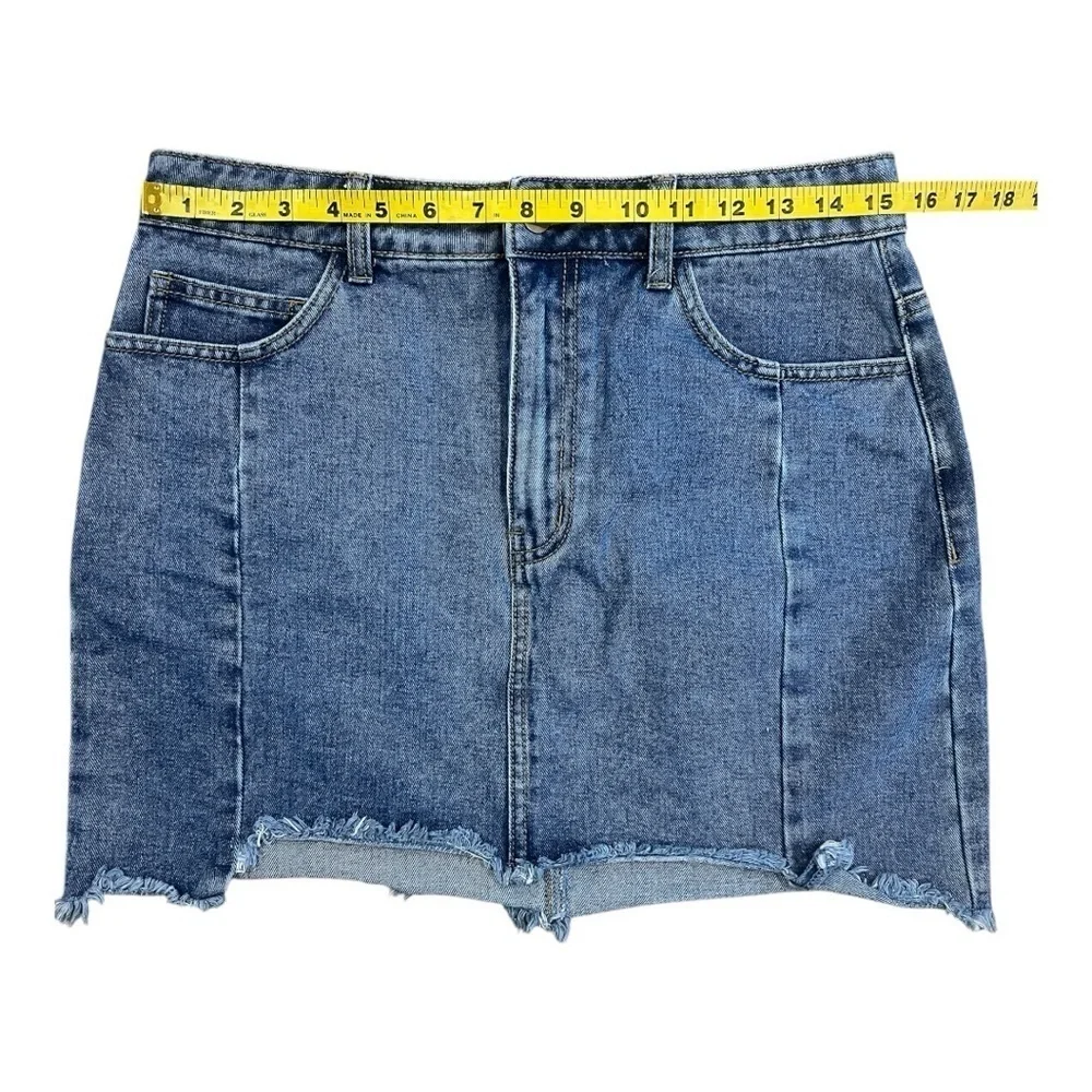 Forever 21 Distress Jeans Mini Skirt L